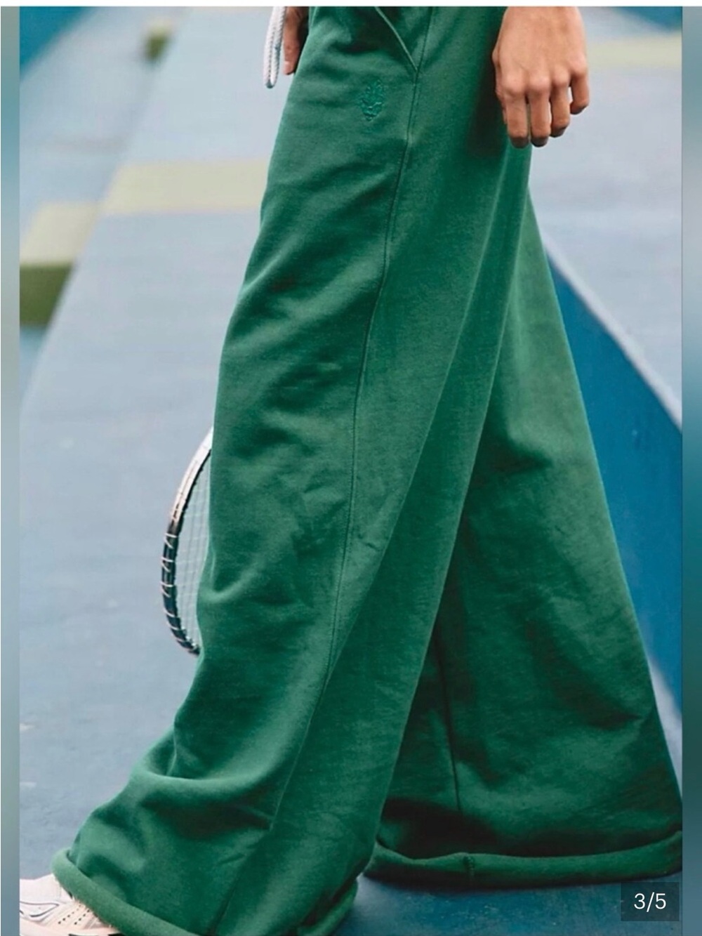 Free People Forest Green Wide-Leg Drawstring Pants Sweats - Picture 3 of 5